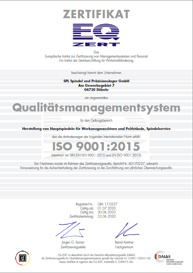 Qualitatsmanagement Spl Spindel Und Praszisionslager Gmbh